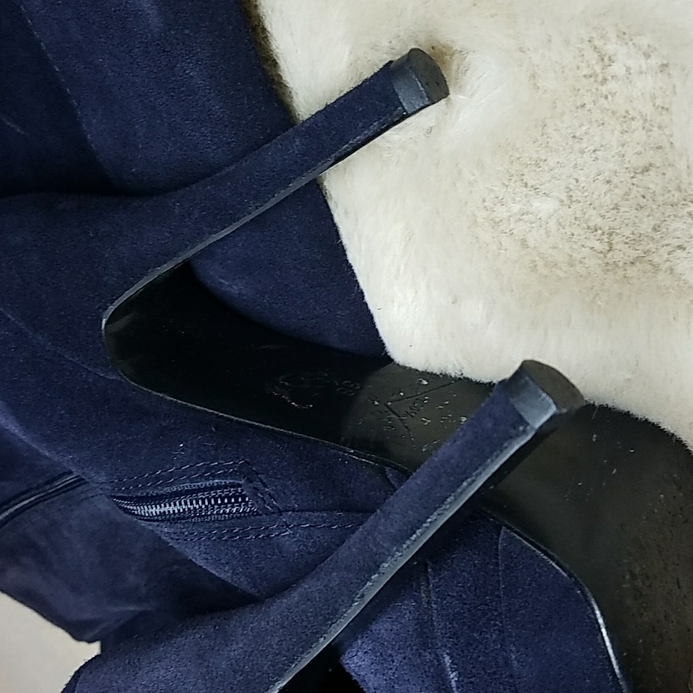 Primadonna Collection Platform Stiletto Thigh high OTK Boots Blue Suede ITALY - Picture 12 of 16